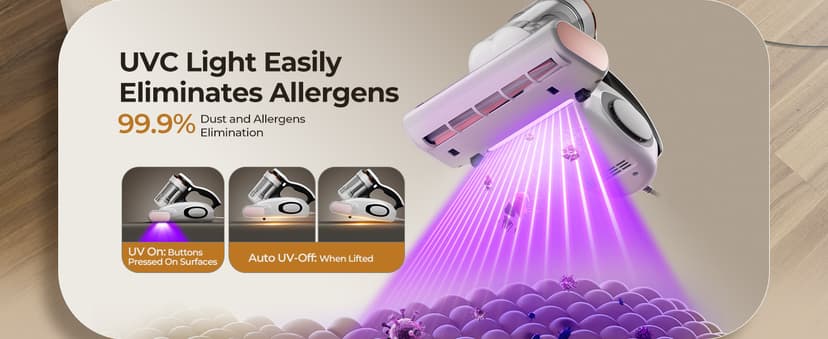 JIGOO Bed Vacuum Cleaner with Dust Sensor, Mattress Vacuum Cleaner with UV & Ultrasonic and High Heating, 13Kpa Suction 500W Powerful Double-Cup Handheld Vacuums (J300, Corded)