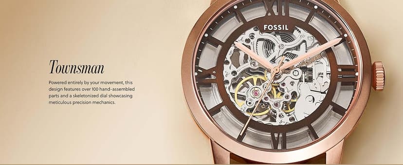 Fossil Men's Townsman Automatic Stainless Steel and Leather Two-Hand Skeleton Watch