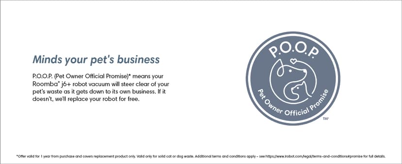 iRobot Roomba j6+ Self-Emptying Robot Vacuum – Identifies and Avoids Pet Waste & Cords, Empties Itself for Up to 60 Days, Smart Mapping, Compatible with Alexa, Ideal for Pet Hair