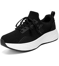 OKVOOT Women's Running Shoes Walking Shoes Wide Width Leather: Comfortable Shock Absorbing Breathable Lightweight Non-Slip Athletic Fashion Sneakers for Tennis Gym Workout Training Casual