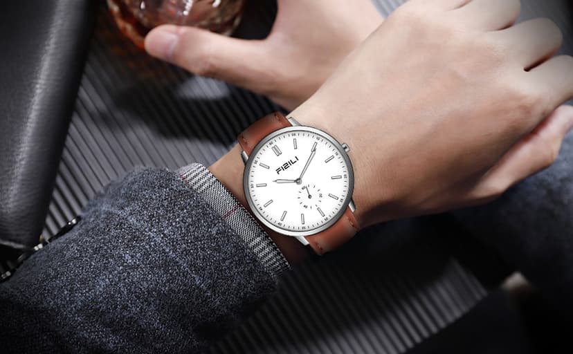 Watch Mens Watches Fashion Minimalist Ultra-Thin Watches for Men Waterproof Luminescent Hands Leather Strap