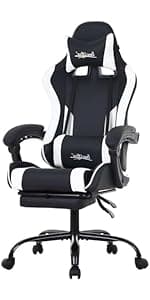 BestOffice High-Back Gaming Chair PC Office Chair Computer Racing Chair PU Desk Task Chair Ergonomic Executive Swivel Rolling Chair with Lumbar Support for Back Pain Women, Men,White