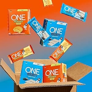 ONE Protein Bars, Reese's Peanut Butter Lovers, Gluten Free with 18g Protein and 3g Sugar, Pantry Staples, 2.12 oz (12 Count)