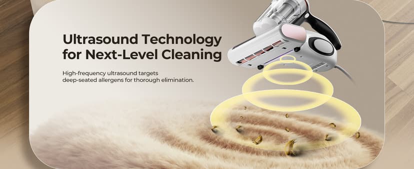 JIGOO Bed Vacuum Cleaner with Dust Sensor, Mattress Vacuum Cleaner with UV & Ultrasonic and High Heating, 13Kpa Suction 500W Powerful Double-Cup Handheld Vacuums (J300, Corded)