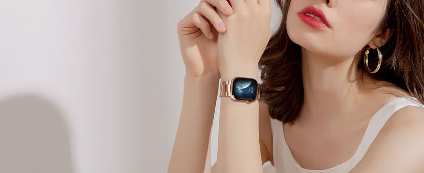 iiteeology Lightweight Stainless Steel Band Designed for Apple Watch Series 1-11, 42mm, 41mm, 40mm, 38mm, SE2&SE3, Replacement iWatch Bands for Women, Rose Gold