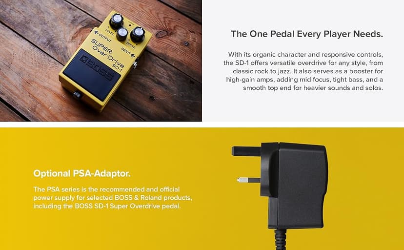 BOSS SD-1 SUPER Overdrive | Compact Overdrive Pedal | Genre-Defining Sound & Feel | Unique Clipping Circuitry Produces Tube-Like Characteristics | Dynamic Tone Options | Easy-To-Use Controls