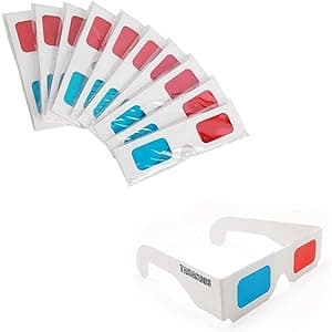 3D Glasses for Movies Red/Cyan Cardboard 3D Glasses in White Frame Anaglyph Cardboard for Movies