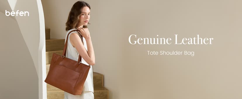 befen Genuine Leather Tote Bag for Women, Large Tote Bag for Women for Work Purses Satchel Handbags with Top Handles