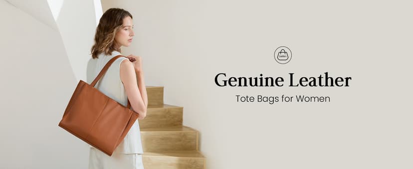 befen Genuine Leather Tote Bag for Women Work, Women's Leather Shoulder Bags Purses Satchel Handbags with Laptop Compartment