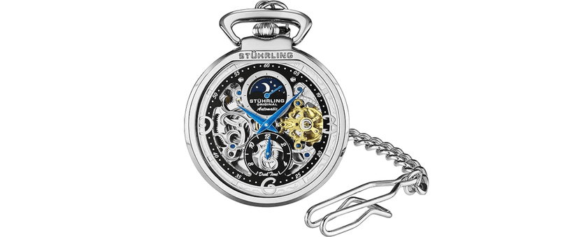 Stuhrling Original Mens Skeleton Automatic Dress Watch with Alligator Embossed Leather Strap Skeleton Dial