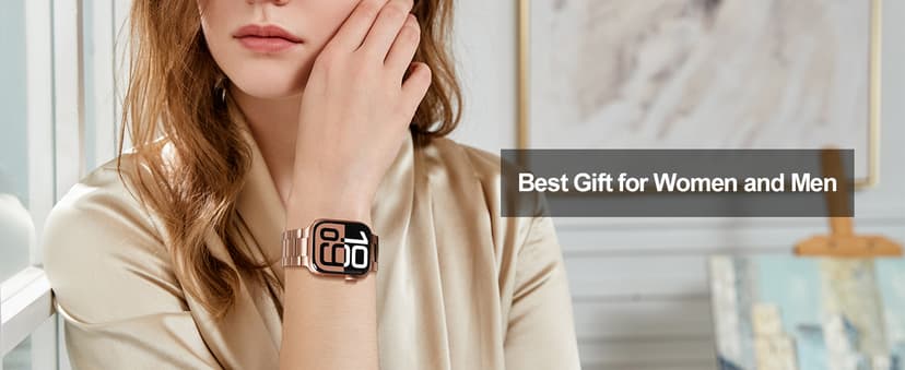 iiteeology Lightweight Stainless Steel Band Designed for Apple Watch Series 1-11, 42mm, 41mm, 40mm, 38mm, SE2&SE3, Replacement iWatch Bands for Women, Rose Gold