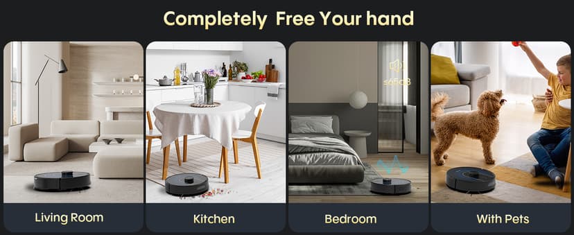 Bagotte Robot Vacuum and Mop, Robot Vacuum Self Emptying, 5000Pa Powerful Suction, 90-Day Hands-Free, Advanced Smart Mapping, LiDAR Navigation Robotic Vacuum for Pet Hair, Dust, Carpet, WiFi/App/Alexa