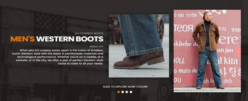 IUV Cowboy Boots For Men Square Toe Western Boot Durable Retro Classic Embroidered Pull On Boot Slip Resistant Country Boots