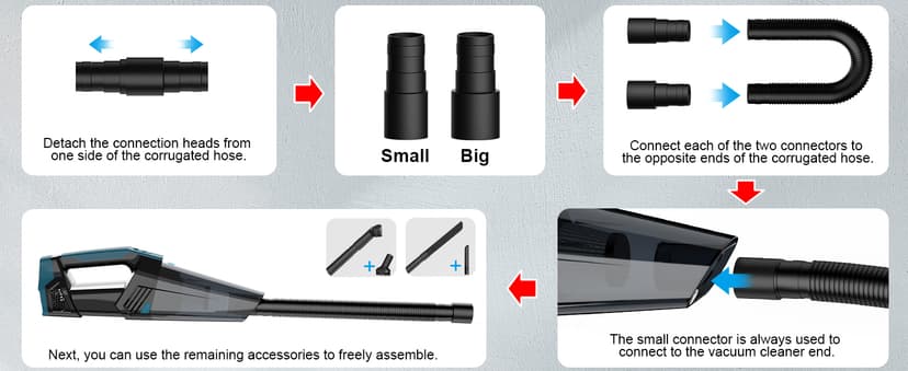 Blestan Car Vacuum - Portable Vacuum Cleaner with 16.4ft Cord, Bag, LED Light & Attachments - DC 12V High Power Small Vacuum, Car Accessories