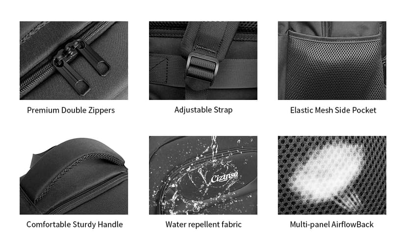 Ciztnso Business Travel Laptop Backpack, Anti Theft Durable Backpack with USB Port & organizer, Water Resistant College School Bag for Men & Women Fits 17.3 Inch Laptop and Tablet - Black