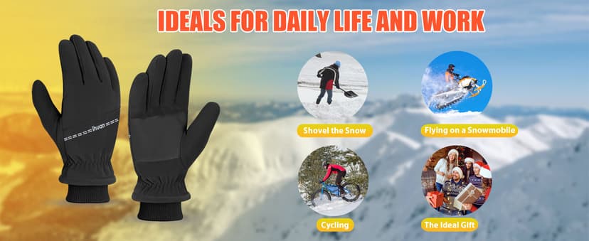 ihuan Winter Waterproof Gloves Ski for Women Men, Cold Weather Warm Thermal Touchscreen Snow Gloves for Running Cycling