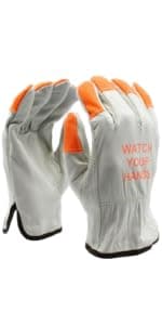 ATERET 12 Pairs Hi Vis Heavy Duty Durable Cowhigh Leather Work Gloves