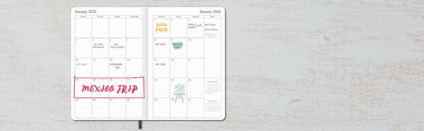 2026 Planner - Weekly and Monthly Planner, Jan 2026 - Dec 2026, Holidays, Contacts and Notes Pages, Vegan Leather Cover, Elastic Closure, 5.5”x8.25”, Grey