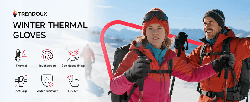 TRENDOUX 100% Waterproof Windproof Gloves: 3M Touchscreen Ski Snow Winter Gloves for Men Women Cold Weather, Thermal Warm Lined for Snowboarding Skiing Driving Running Cycling Texting Typing Biking