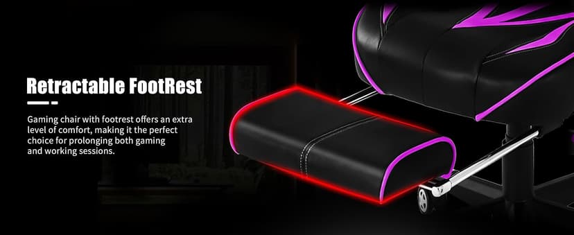 Vonesse Purple Gaming Chair with Footrest, Reclining Computer Gaming Chairs for Adults, Ergonomic Gamer Chair with Massage, Big and Tall PC Game Chair(Purple/Black)