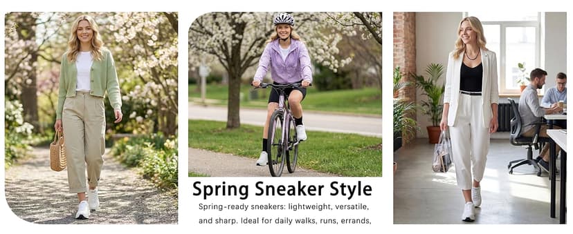 OKVOOT Women's Running Shoes Walking Shoes Wide Width Leather: Comfortable Shock Absorbing Breathable Lightweight Non-Slip Athletic Fashion Sneakers for Tennis Gym Workout Training Casual