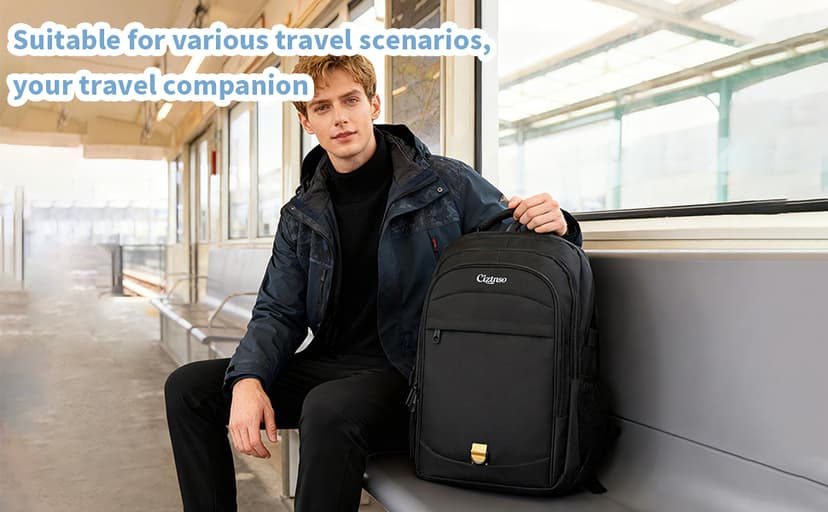 Ciztnso Business Travel Laptop Backpack, Anti Theft Durable Backpack with USB Port & organizer, Water Resistant College School Bag for Men & Women Fits 17.3 Inch Laptop and Tablet - Black