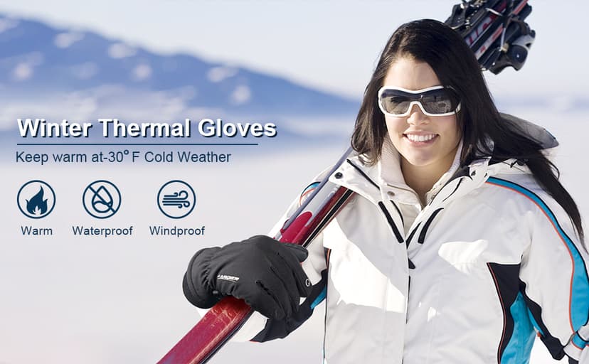 anqier Winter Gloves -30℉ Waterproof Windproof Thermal Touchscreen Gloves for Ski Hiking Running Men and Women