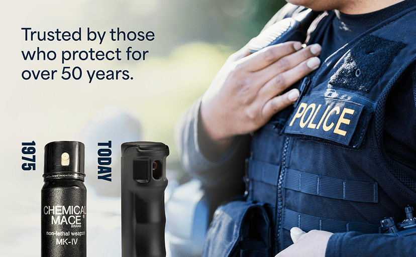 Mace Pepper Spray - Maximum Police Strength OC with UV Dye, Fast Flip Top, Ergonomic Finger Grip, Easy Carry Keychain, 12 Feet Range, 0.42 oz Compact Model, Self Defense Pepper Spray for Women & Men