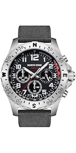 NORTH EDGE Solar Powered Dive Watch Women Men’s Watch, 1000FT/300M Water Resistance, Luminous Dial, Silicone Strap