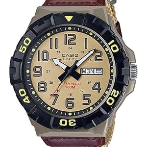 Casio MRW200H Series | Men's Analog Watch | Sporty Design | 100 Meter Water Resistance | Date Display | Rotary Bezel | Regular Time Keeping (HR, Min, SEC, PM, Date, Day) | 3 Year Battery