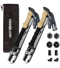 TREKOLOGY Trek-Z Cork Grip Trekking Poles – Lightweight Folding Hiking Poles, Adjustable Height, Compact Travel Design, Aircraft-Grade Aluminum Walking Sticks for Men & Women