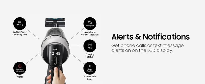 Samsung Bespoke AI Jet Lite Cordless Stick Vacuum with All-in-One Clean Station, 280AW Suction, Long Battery Life, Anti-Tangel Pet Tool, 2025, Pebble Gray, VS80F28DMP/AA