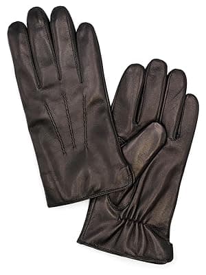 Harssidanzar Leather Gloves for Men,Winter Sheepskin Driving Gloves Cashmere Lined
