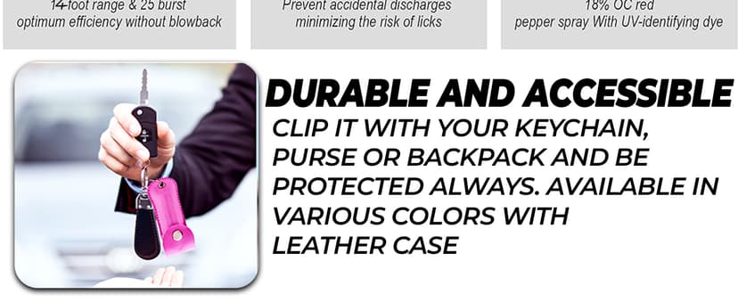 FIGHTSENSE Self Defense Pepper Spray - 1/2 oz Compact Size Maximum Strength Police Grade Formula Best Self Defense Tool for Women W/Leather Pouch Keychain