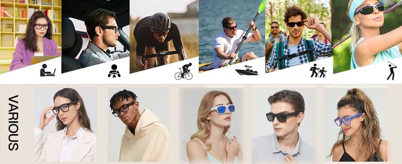 OhO Smart Glasses,Safety Glasses with Bluetooth Speaker,Indoor/Outdoor UV Protection and Voice Control,Unisex(Blue Light Lens)