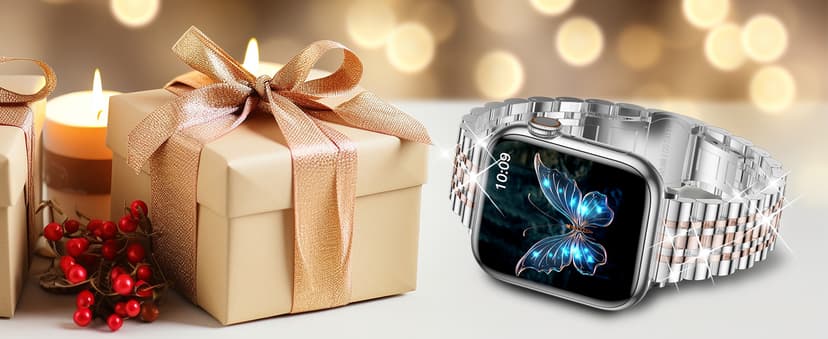 iiteeology Lightweight Stainless Steel Band Designed for Apple Watch Series 1-11, 42mm, 41mm, 40mm, 38mm, SE2&SE3, Replacement iWatch Bands for Women, Rose Gold