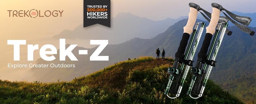 Trekology Trek-Z Collapsible Hiking & Trekking Poles - Balance Support for Seniors, Women, and Men, 2pc Per Set