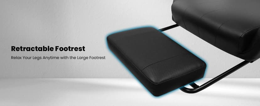 N-GEN GAMING Video Gaming Chair with Footrest Lumbar Support for Home Office High Back Recliner Height Adjustable Ergonomic Comfy Leather Computer Desk Chair (Black)