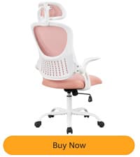 Sweetcrispy Home Office Computer Desk Chair, Ergonomic Mid-Back Mesh Rolling Work Swivel Task Chairs with Wheels, Comfortable Lumbar Support, Comfy Flip-up Arms for Bedroom, Study, Student, Pink