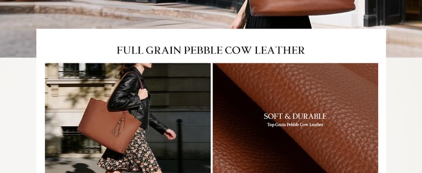 befen Genuine Leather Tote Bag for Women Work, Women's Tote Handbags Shoulder Satchel Purse with Compartments and Tassel