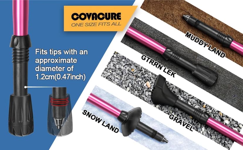 Covacure Hiking Poles Collapsible Trekking Poles - Aluminum Alloy 7075 Walking Sticks for Hiking with Telescopic & Foldable Tri-fold Design Hiking Gear for Women Men, Hiking, Camping, Climbing