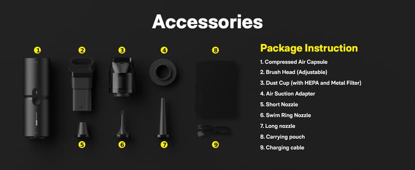 HOTO Handheld Vacuum Cleaner Cordless, Desk Vacuum Cleaner Compressed Electric Air Duster 15000Pa Suction, 4-in-1 Portable Vortex Vacuum Dust Buster Air Blower for Computer, Keyboard