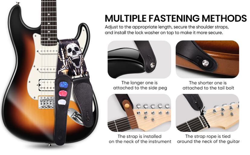 AARVI Guitar Strap Set for Bass/Electric/Acoustic Guitars Durable Multi-Purpose Music Accessory