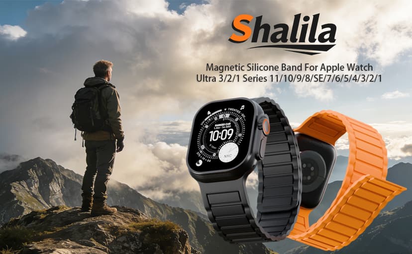 Magnetic Silicone Band Compatible with Apple Watch Bands 49mm 46mm 45mm 44mm 42mm 41mm 40mm 38mm Men Women, Soft Sport Strap Strong Magnet Watchband for iWatch Ultra 3-1 SE Series 11/10/9/8/7/6/5/4/3