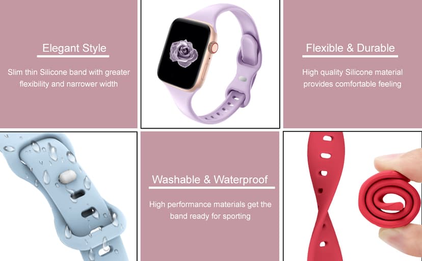 Thin Slim Band Compatible with Apple Watch 38mm 40mm 41mm 42mm 44mm 45mm 46mm 49mm, Replacement Silicone Sport Strap for iWatch Series 11/10/9/8/7/6/5/4/3/2/1 Ultra SE Women Men, Milk Tea