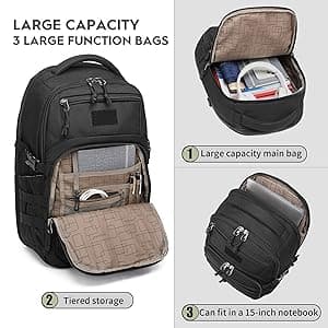 Wotony Military tactical backpack, backpack for men black small tactical assault bag