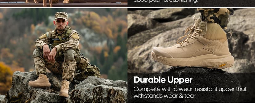 NORTIV 8 Men's Waterproof Military Tactical Work Boots Leather Motorcycle Combat Lightweight Non-Slip Hiking Boots for Men Defender