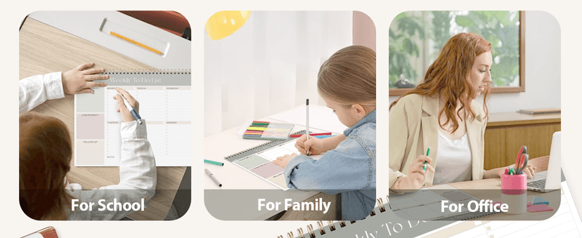 Weekly To Do List Notepad, Undated Planner with 52 Sheets (8.5''x11''), Desk Weekly Planner for Women & Man, Home School & Work