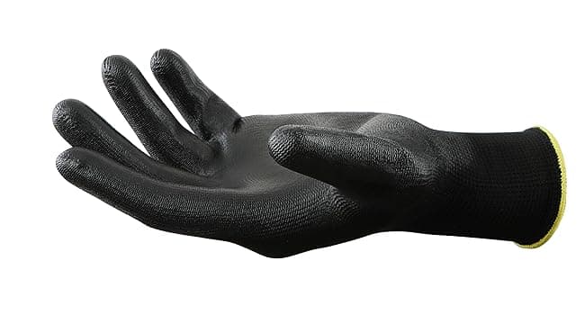 Safety Work Gloves PU Coated-12 Pairs,Red Seamless Knit Glove with Polyurethane Coated Smooth Grip on Palm & Fingers, for Men and Women, Ideal for General Duty Work (Large)