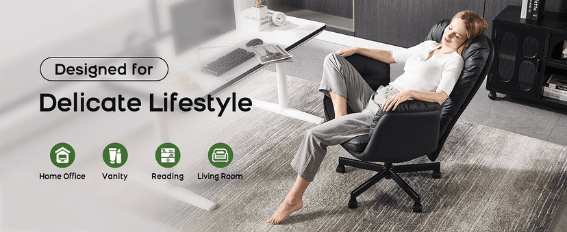 amseatec Criss Cross Chair with Armrests & Wheels for Cross-Legged Sitting, Comfortable Adjustable Swivel Office Desk Chair –PU Leather Vanity Chair for Home, Makeup and Bedroom (Cream)